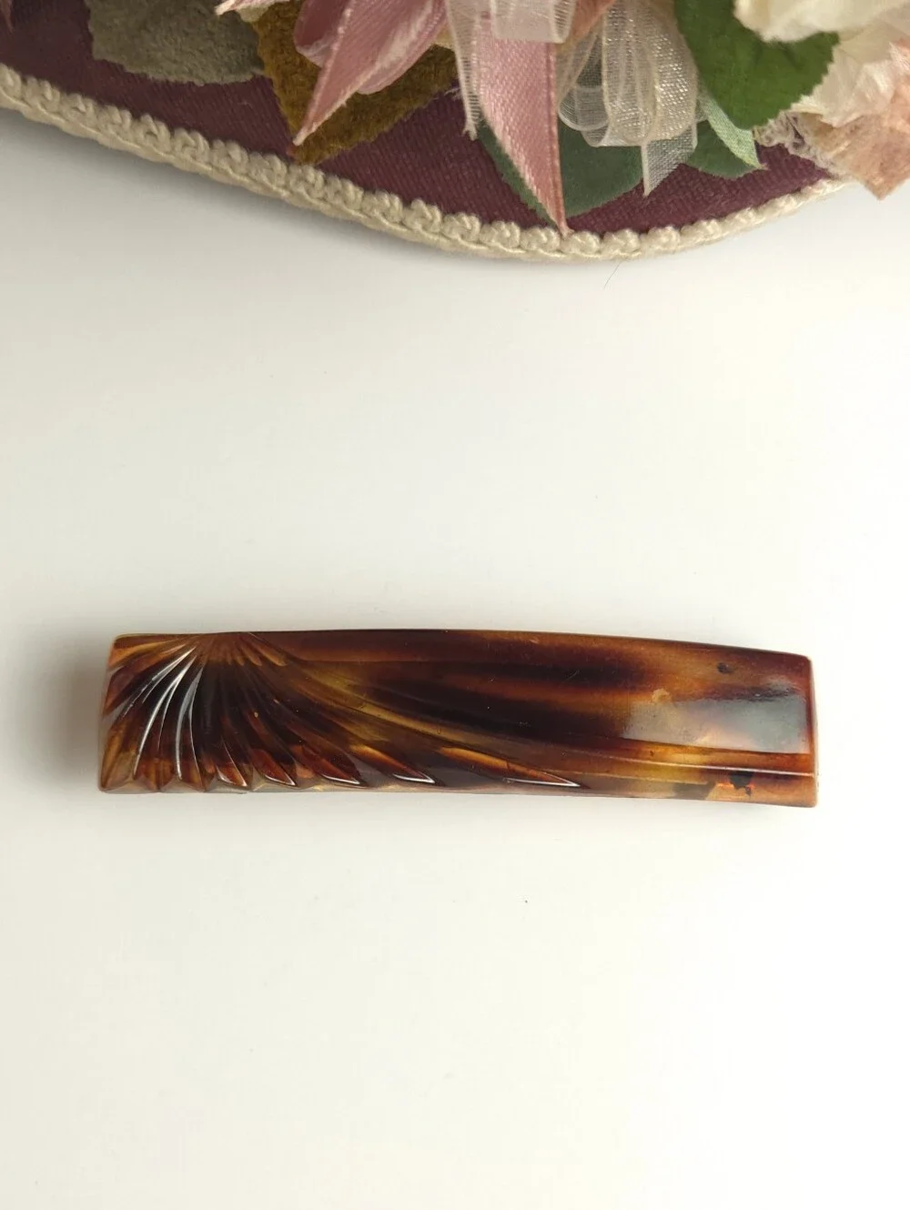 Vintage Tortise Shell Style Hair Barrette Made in France 3.5